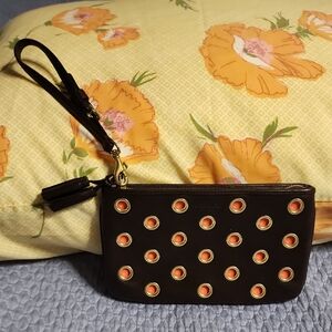 Fun Coach Brown and Orange Wristlet